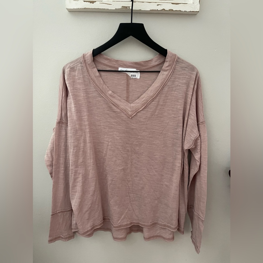 New Ces Femme V-Neck Loose Top In Taupe Size M